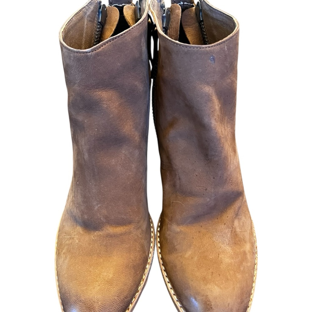 DOLCE VITA Jaeger Nubuck Leather Double Zip Bootie Teak Block Heel - Picture 10 of 15
